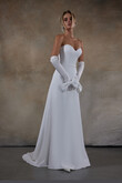 Adeline Strapless Crepe Fit-and-Flare Wedding Dress preview photo # 9
