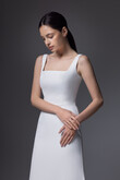 Bethany Minimalist Square Neck Crepe Wedding Dress preview photo # 9
