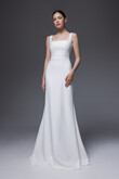 Bethany Minimalist Square Neck Crepe Wedding Dress preview photo # 11