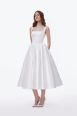 Casia Ivory Midi Basque Waist Satin Wedding Dress preview photo # 1