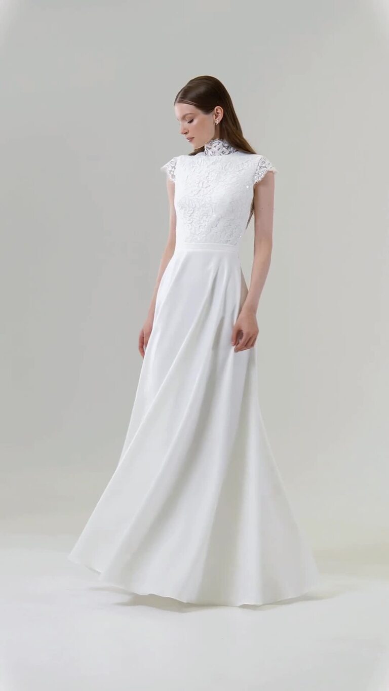 Anabel preview video # 2 Anabel High Neck Lace & Satin Wedding Dress