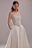 Evelyn Strapless Lace Corset & Satin Wedding Dress preview photo # 3
