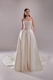 Evelyn Strapless Lace Corset & Satin Wedding Dress preview photo # 1