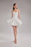 Amira Mini Ivory Taffeta Corset Dress