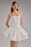 Amira Mini Ivory Taffeta Corset Dress preview photo # 3