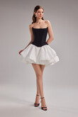 Amira Mini Black Corset Dress with Ivory Skirt