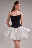 Amira Mini Black Corset Dress with Ivory Skirt preview photo # 3