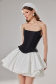 Amira Mini Black Corset Dress with Ivory Skirt preview photo # 6