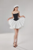 Amira Mini Black Corset Dress with Ivory Skirt preview photo # 7