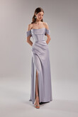 Riley Lavender Satin Gown with Lace-Up Back preview photo # 1