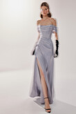 Riley Lavender Satin Gown with Lace-Up Back preview photo # 5