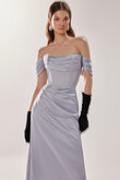 Riley Lavender Satin Gown with Lace-Up Back preview photo # 6