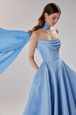 Rihanna Light Blue Satin Strappy Corset Gown preview photo # 6