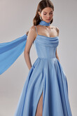 Rihanna Light Blue Satin Strappy Corset Gown preview photo # 7