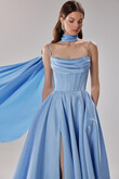 Rihanna Light Blue Satin Strappy Corset Gown preview photo # 8