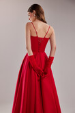 Rihanna Red Satin Corset A-Line Gown preview photo # 6