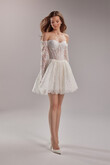 Eden Short Lace Corset Wedding Dress with Off-Shoulder Sleeves preview photo # 1