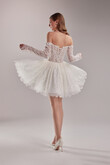 Eden Short Lace Corset Wedding Dress with Off-Shoulder Sleeves preview photo # 7