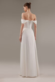 Riley Ivory Satin Off-Shoulder Gown with Lace-Up Back preview photo # 5