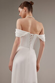 Riley Ivory Satin Off-Shoulder Gown with Lace-Up Back preview photo # 6