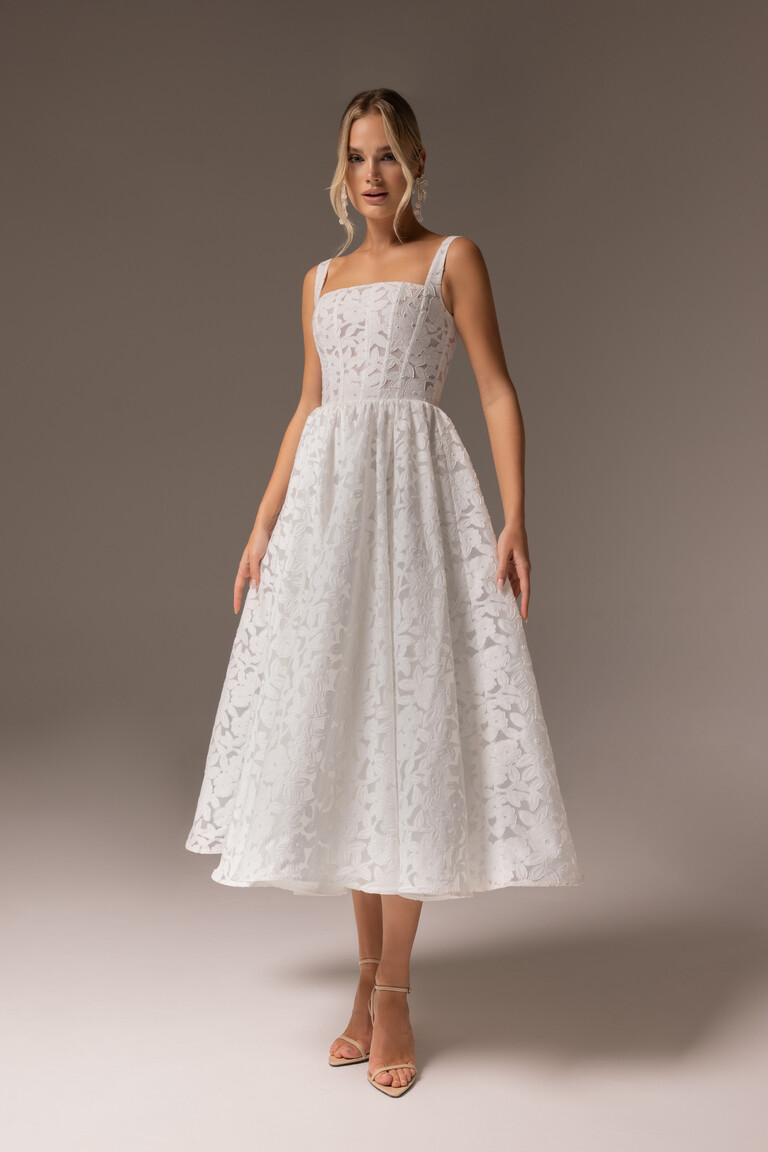 Ruta Midi Floral Lace Tea-Length Wedding Dress