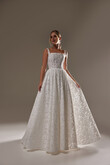 Ruta Square Neck Floral Lace A-Line Wedding Dress preview photo # 3