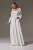 Camilla Crepe Dress with Long Puff Sleeves preview photo # 3