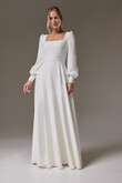 Camilla Crepe Dress with Long Puff Sleeves preview photo # 1