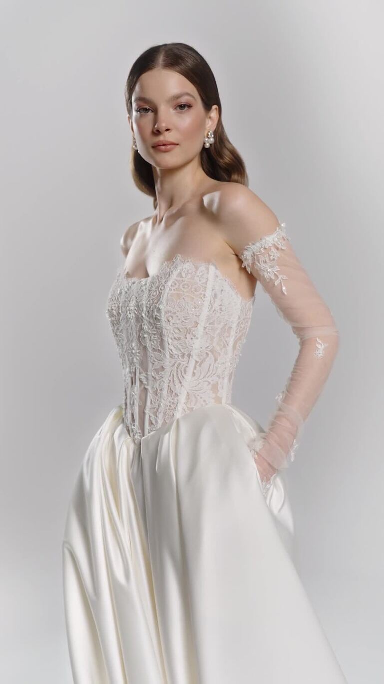 Evelyn Strapless Lace Corset & Satin Wedding Dress