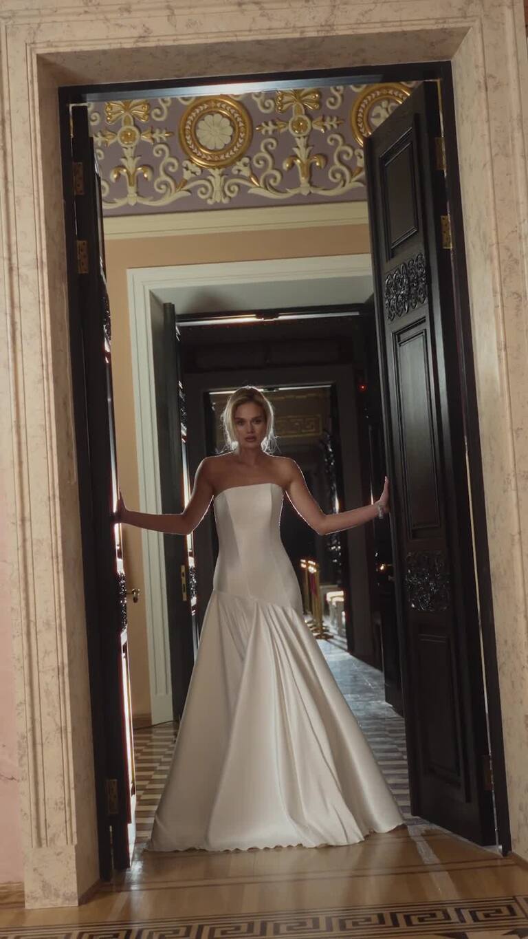 Holly Strapless Mikado Drop Waist Ball Gown