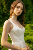 Barbara Midi Ivory Satin Corset Wedding Dress preview photo # 19