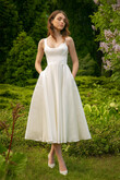 Barbara Midi Ivory Satin Corset Wedding Dress preview photo # 16