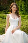 Barbara Midi Ivory Satin Corset Wedding Dress preview photo # 18