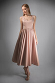 Barbara Midi Powder Pink Satin Corset Dress preview photo # 2