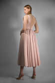 Barbara Midi Powder Pink Satin Corset Dress preview photo # 4