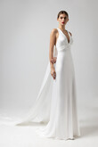 Athena Silk Satin Slip Wedding Dress with Shawl preview photo # 13