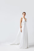 Athena Silk Satin Slip Wedding Dress with Shawl preview photo # 15