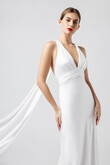 Athena Silk Satin Slip Wedding Dress with Shawl preview photo # 17