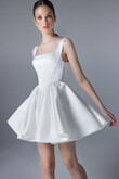 Casia Mini Ivory Satin Dress with Bubble Skirt preview photo # 3