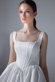 Casia Mini Ivory Satin Dress with Bubble Skirt preview photo # 4