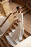 Ashley Crepe Wedding Dress with Cape Sleeves preview photo # 12