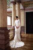 Ashley Crepe Wedding Dress with Cape Sleeves preview photo # 15