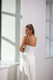 Adeline Strapless Crepe Fit-and-Flare Wedding Dress preview photo # 14