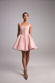 Rose Powder Mini Satin & Organza Corset Dress