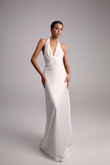 Athena Silk Satin Slip Wedding Dress with Shawl preview photo # 8