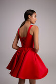Casia Mini Red Satin Dress with Bubble Skirt preview photo # 3
