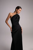 Julia Black Satin One-Shoulder Column Midi Dress preview photo # 4