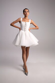 Rose Ivory Mini Satin & Organza Corset Dress preview photo # 3