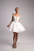 Rose Ivory Mini Satin & Organza Corset Dress preview photo # 4