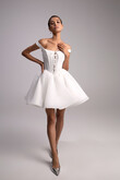 Rose Ivory Mini Satin & Organza Corset Dress preview photo # 5